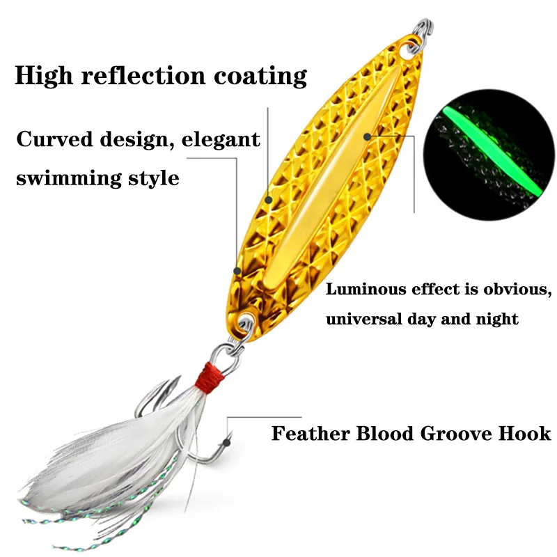 1PC Metal Luminous Spinner Spo - Fishing Hook Treble review and price