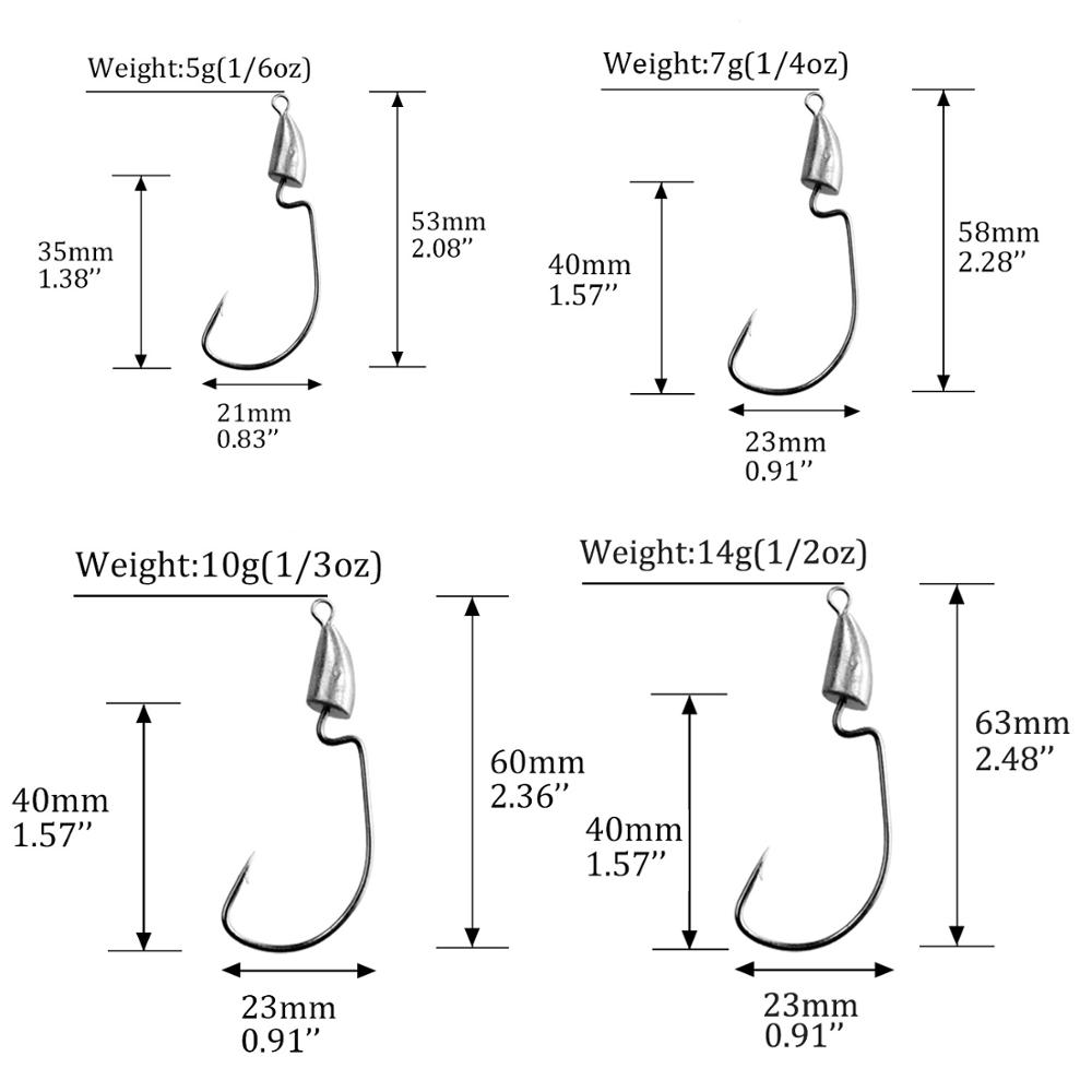 THKFISH 10pcs Crank Jig Head H - Fishing Hook Weedless review and price