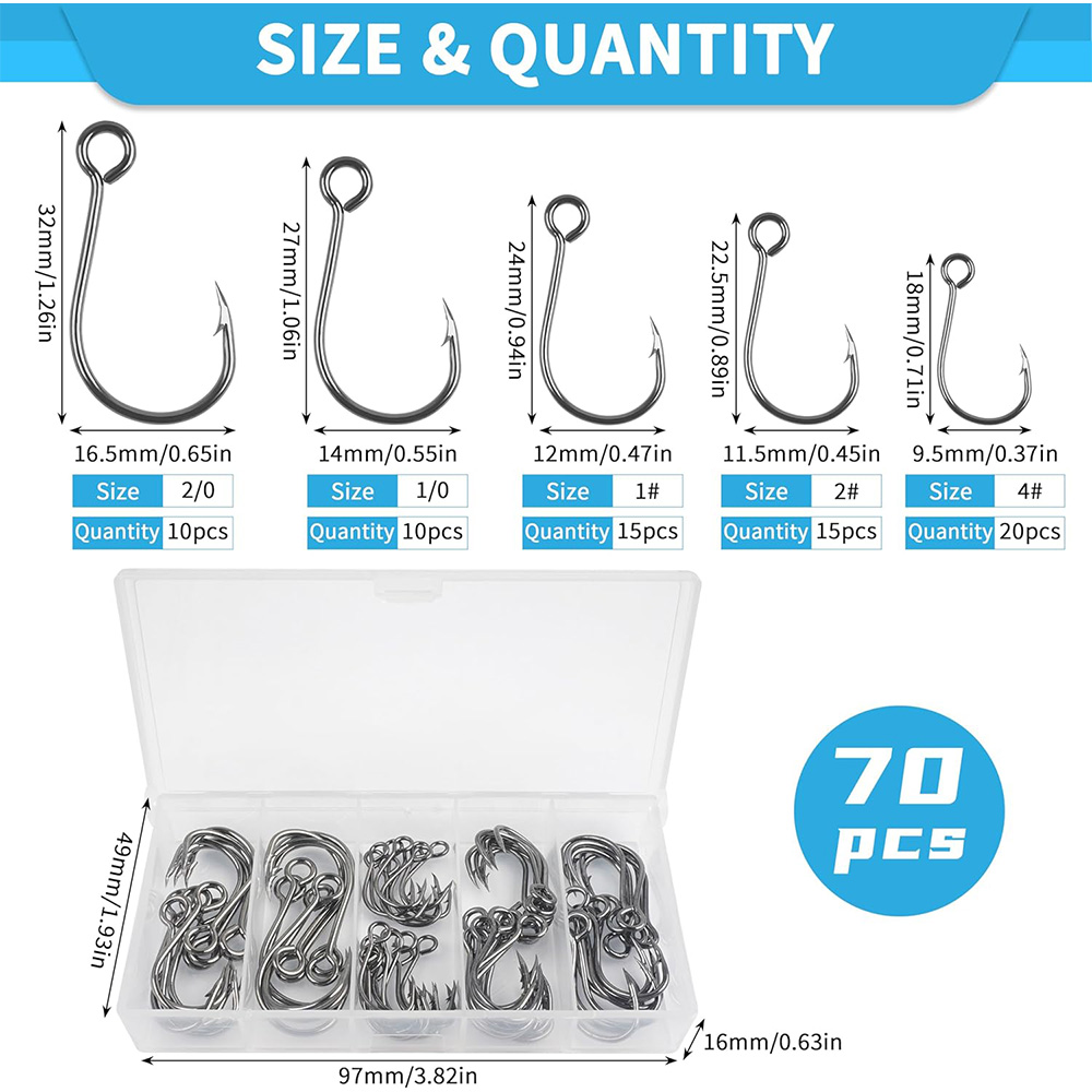 70Pcs Fishing Inline Single Ho - Fishing Hook Offset review and price