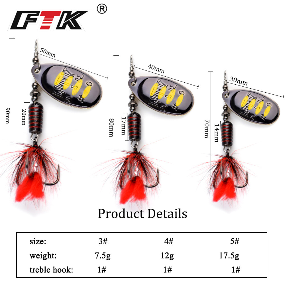 NGB 1pcs Spinner Bait Spoon Lu - Fishing Hook Treble review and price